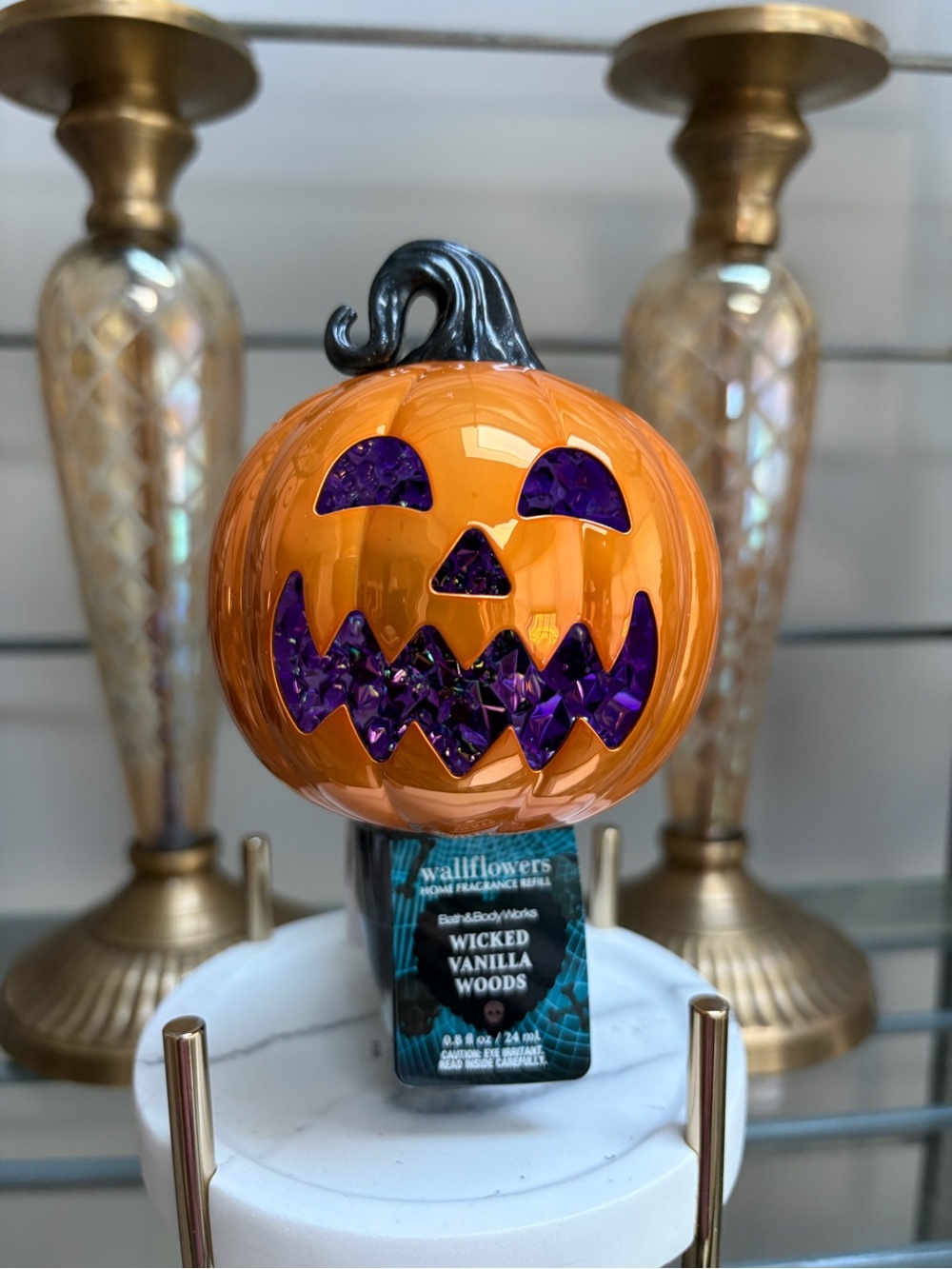 Bath & Body Works Orange & Purple Pumpkin Wallflower Fragrance Plug & Bulb NWT